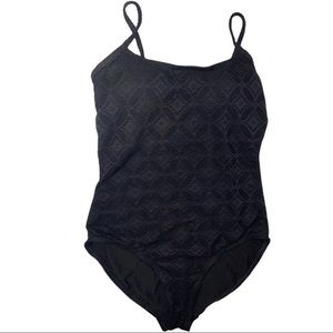 Catalina L Black Lace One Piece Swim Suit